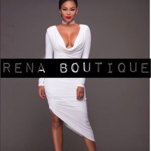 White draped asymmetrical dress